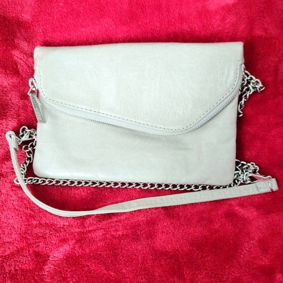 HOBO Daria Light Gray Convertible Crossbody/Clutch Bag with Chain Strap - Picture 1 of 11